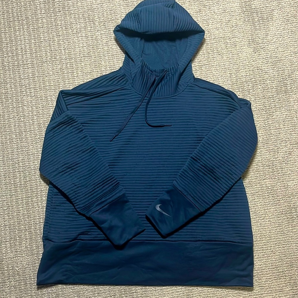 NIKE DRI-FIT Long Sleeve Navy Quilted Hoodie Sweatshirt